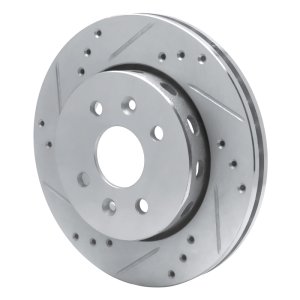 Kia Sephia Brake Rotor (1) - Front Left - R1 Concepts - Drilled & Slotted - Silver - `01-`03
